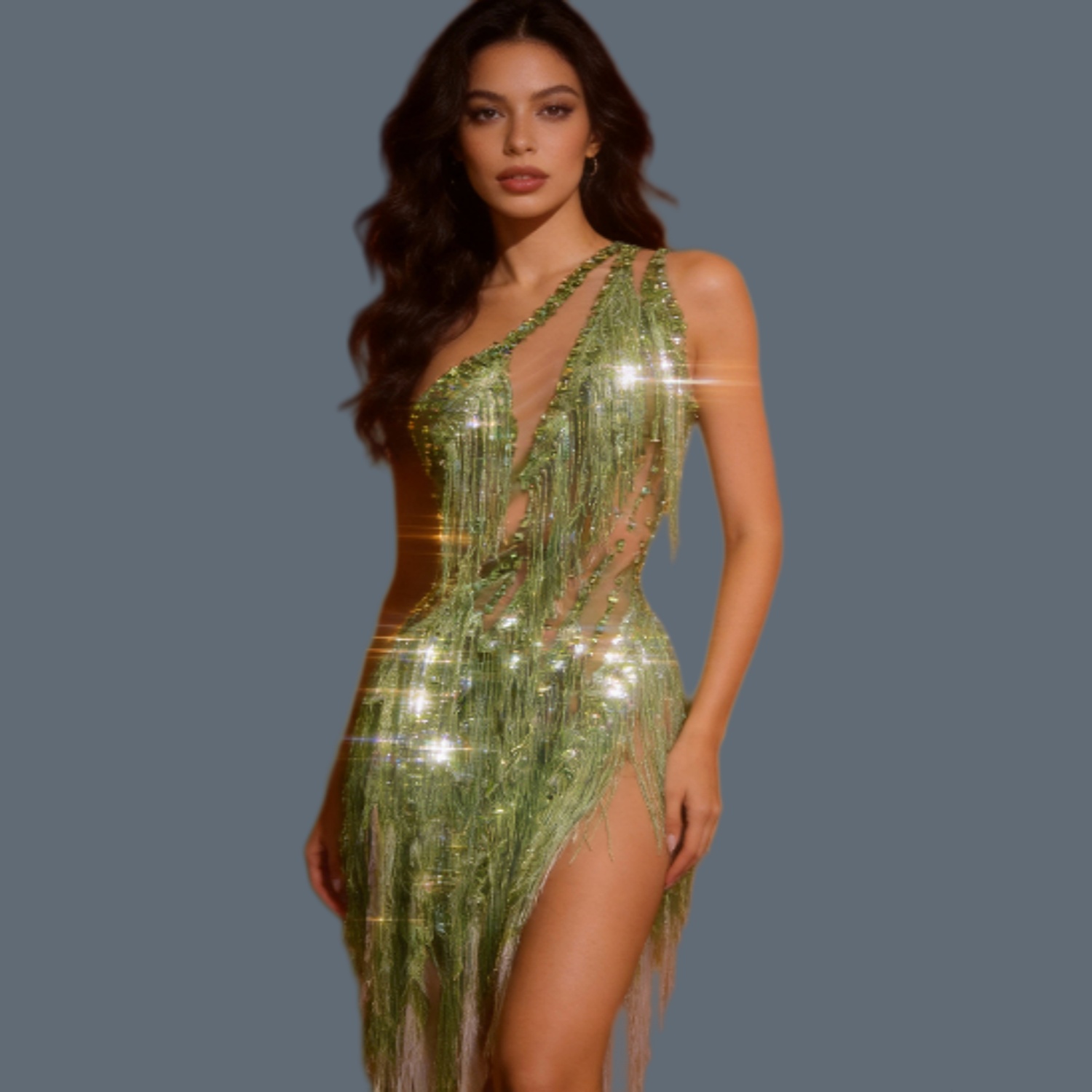 Sparkly Rhinestone Club Party Dress - Vestido Mini Sexy con Pedrería Brillante