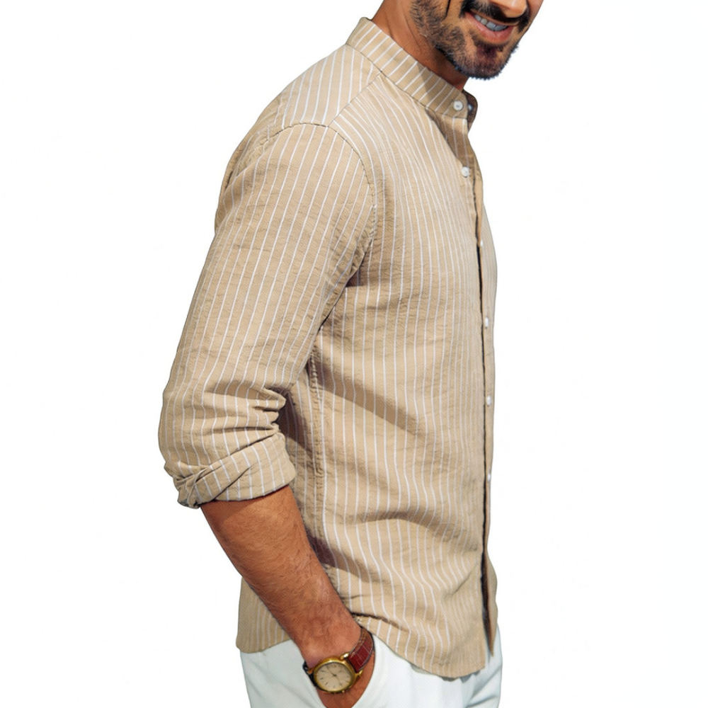 Casual Loose Linen Shirt Dress - Camisa de lino para hombre, con