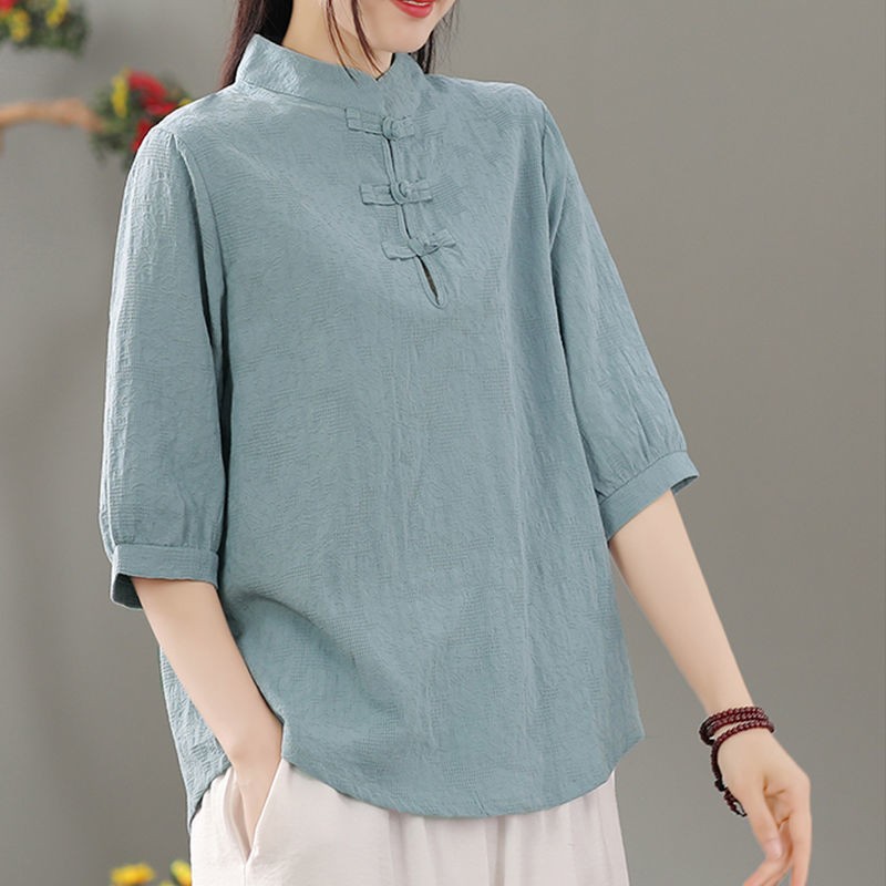 Blouses - Blusa de cuello redondo, corte clásico,