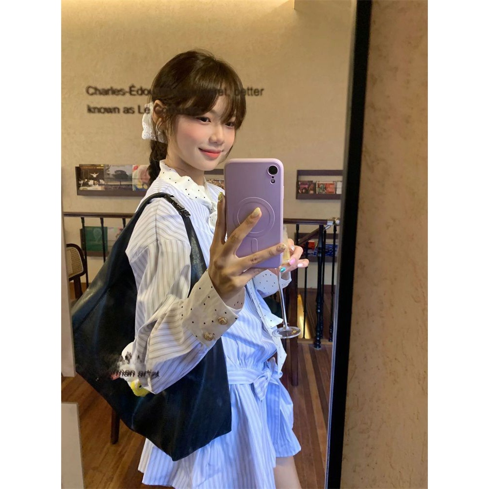 Korean Style A Line Shirt Dress - Vestido Camisero Coreano de Manga Larga