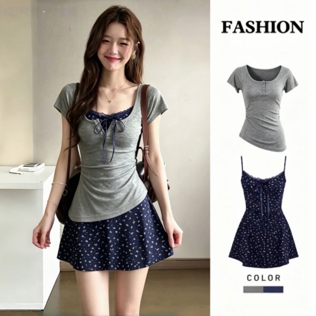 Conjunto de Dos Piezas para Mu - Korean Style A Line Shirt Dress reseña y precio