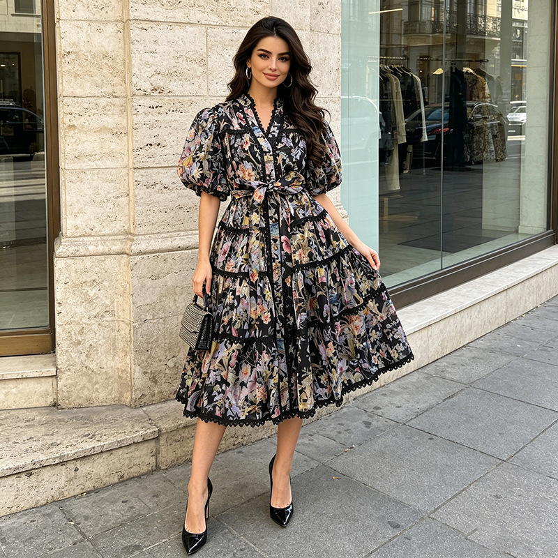 Vestido Midi ZAMOR Estilo Fran - French Vintage Floral Midi Dress reseña y precio