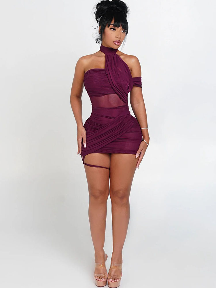 XTOCEAN Vestido sexy transpare - Y2K Backless Halter Mini Dress reseña y precio