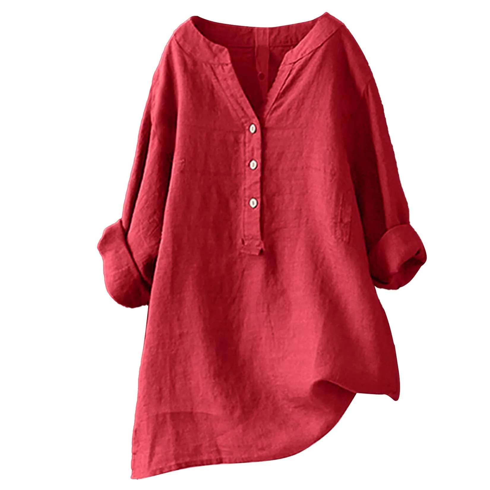 Blusa unisex de algodón y lino - Casual Loose Linen Shirt Dress reseña y precio