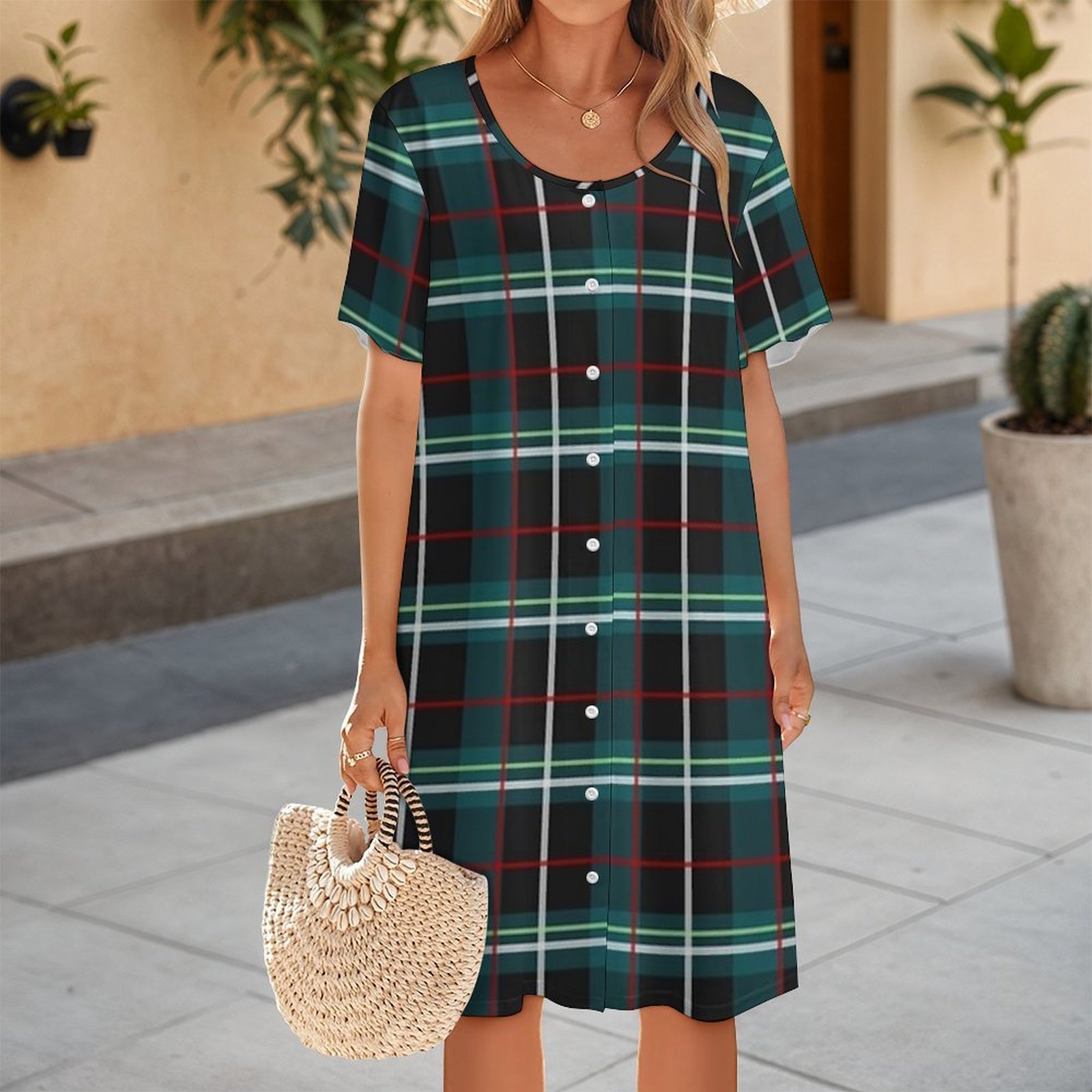 Patrón de vestido de la colecc - Korean Style A Line Shirt Dress reseña y precio