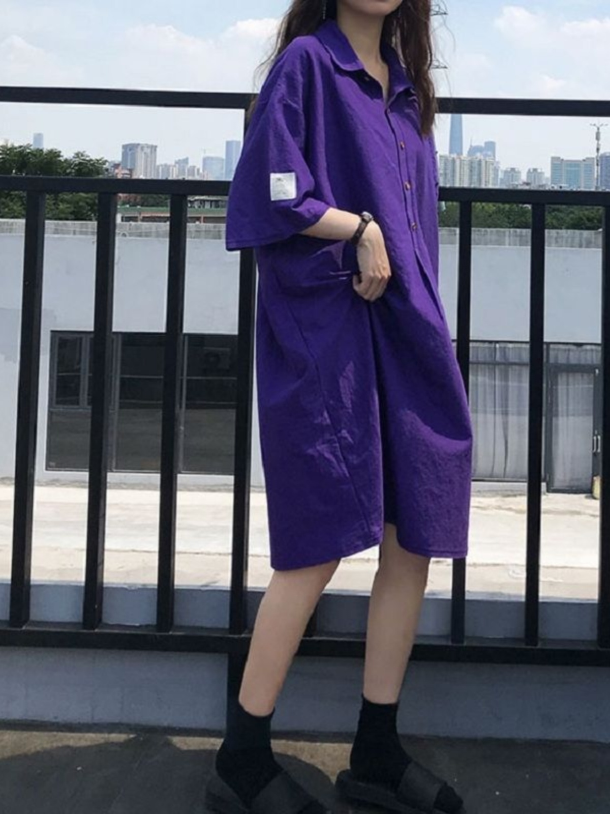Vestido camisero de talla gran - Korean Style A Line Shirt Dress reseña y precio