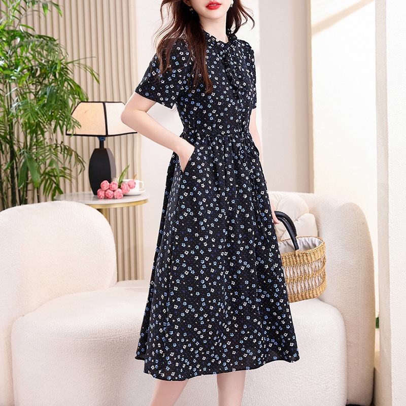 Vestido Midi Vintage Azul Mari - French Vintage Floral Midi Dress reseña y precio