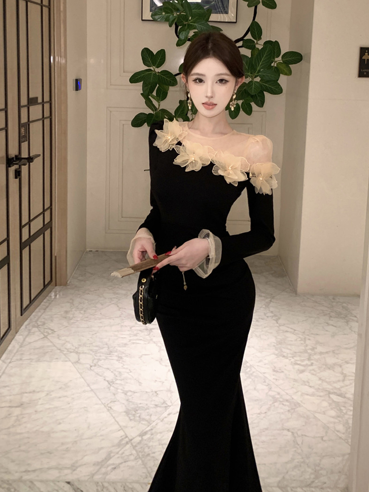 Vestido Retro 3D Floral negro  - Sexy Mesh Sheer Bodycon Dress reseña y precio