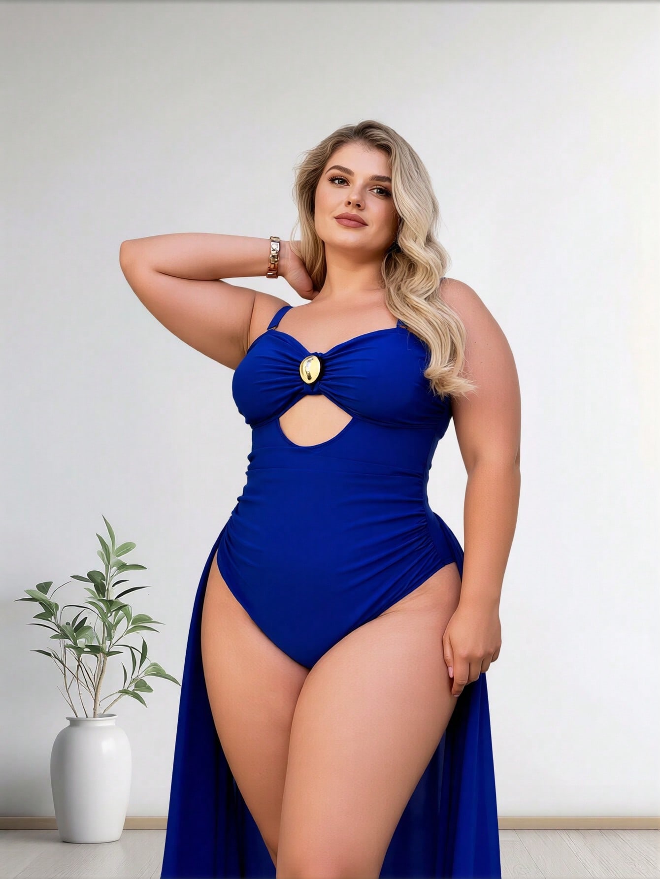 Traje de baño de una pieza azu - Swimwear reseña y precio