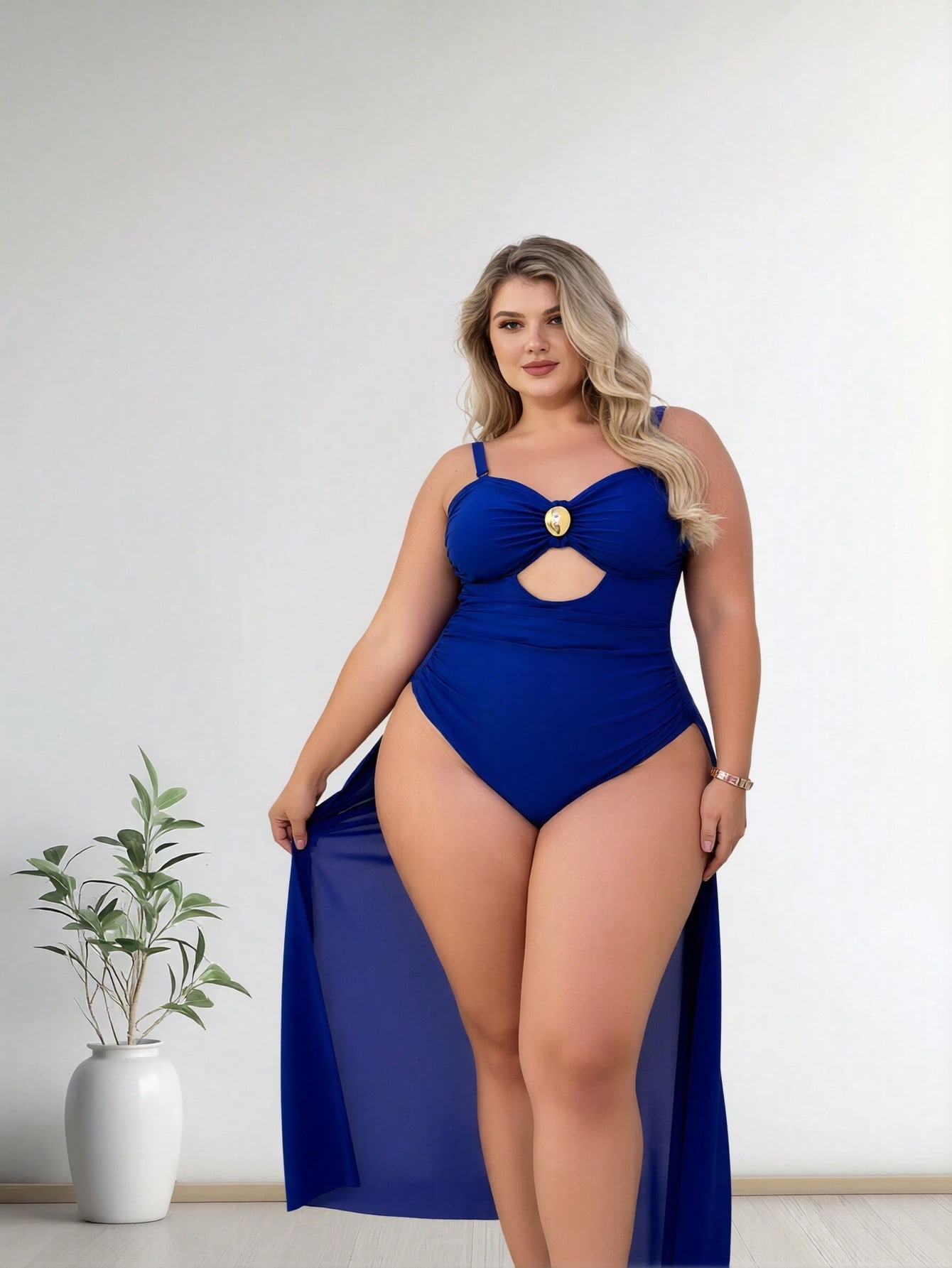Traje de baño de una pieza azu - Swimwear reseña y precio