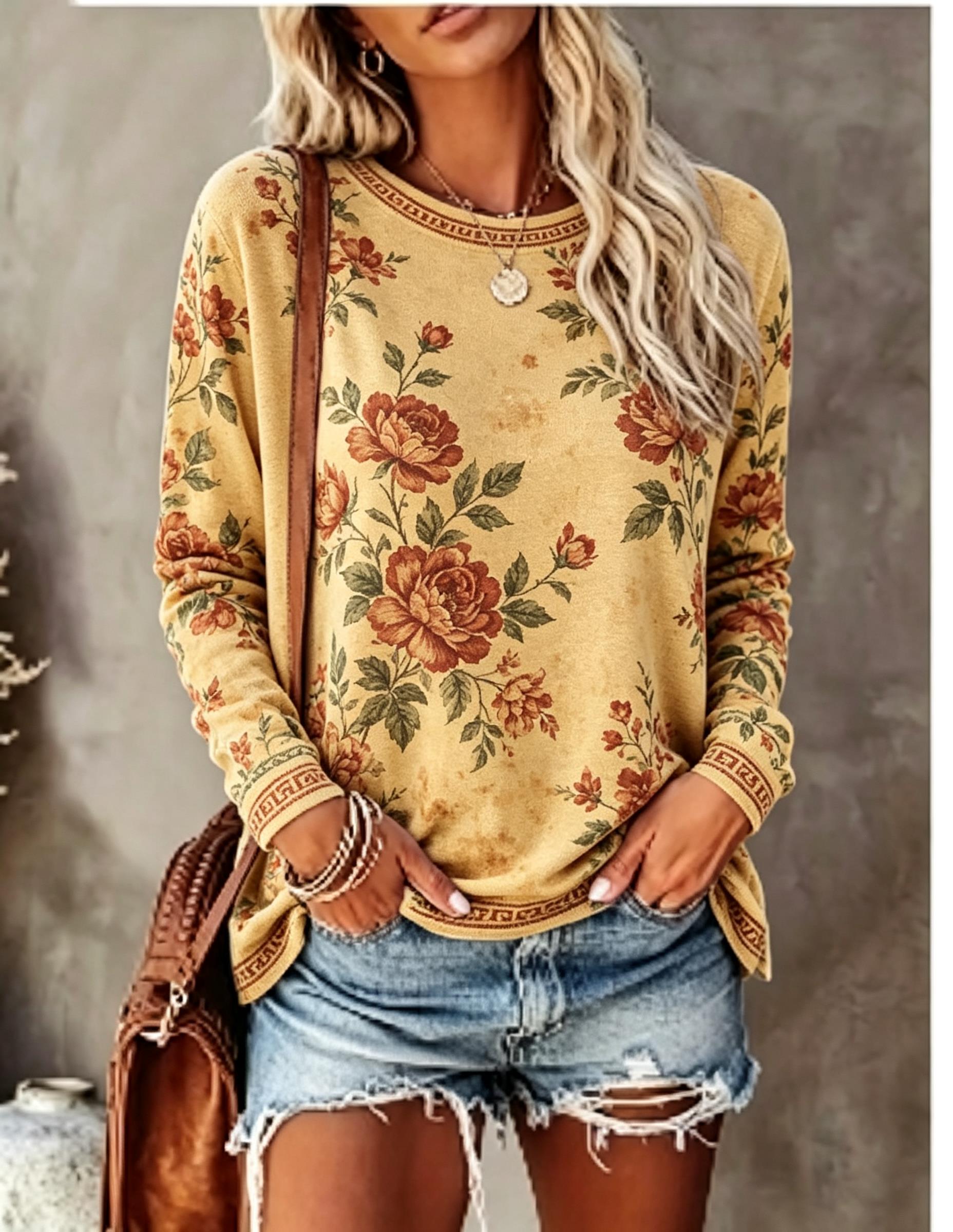 Camiseta de manga larga con cu - Blouses reseña y precio