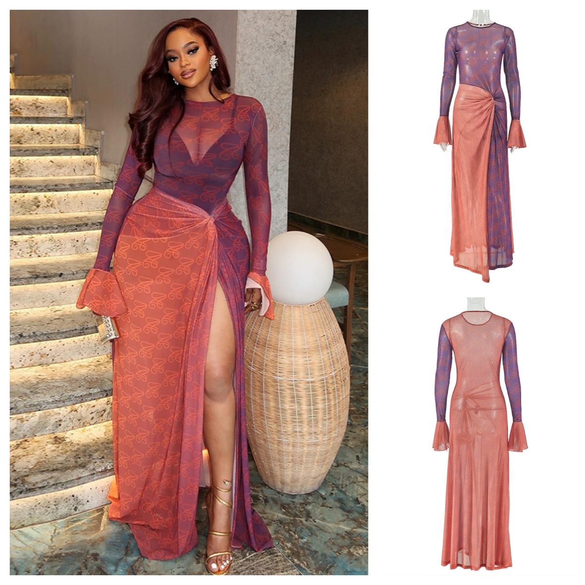Vestido Maxi Retro Y2K Sexy pa - Sexy Mesh Sheer Bodycon Dress reseña y precio