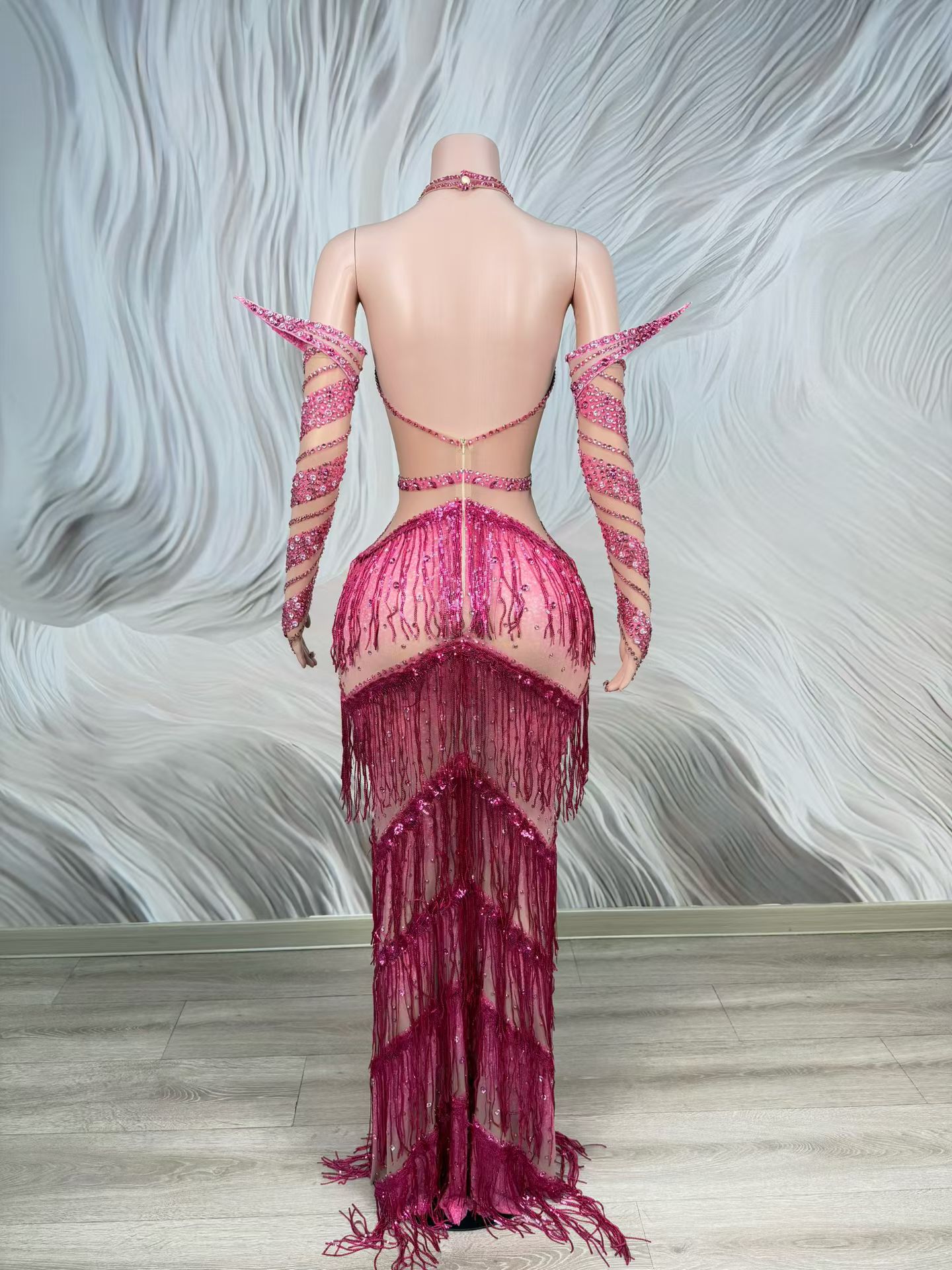 Vestido de Noche Rosa Brillant - Sparkly Rhinestone Club Party Dress reseña y precio