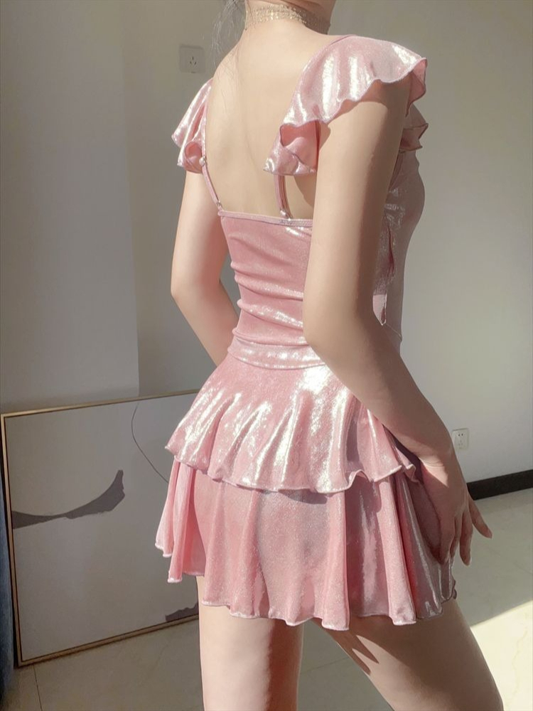 Traje de Baño Rosa Brillante p - Swimwear reseña y precio